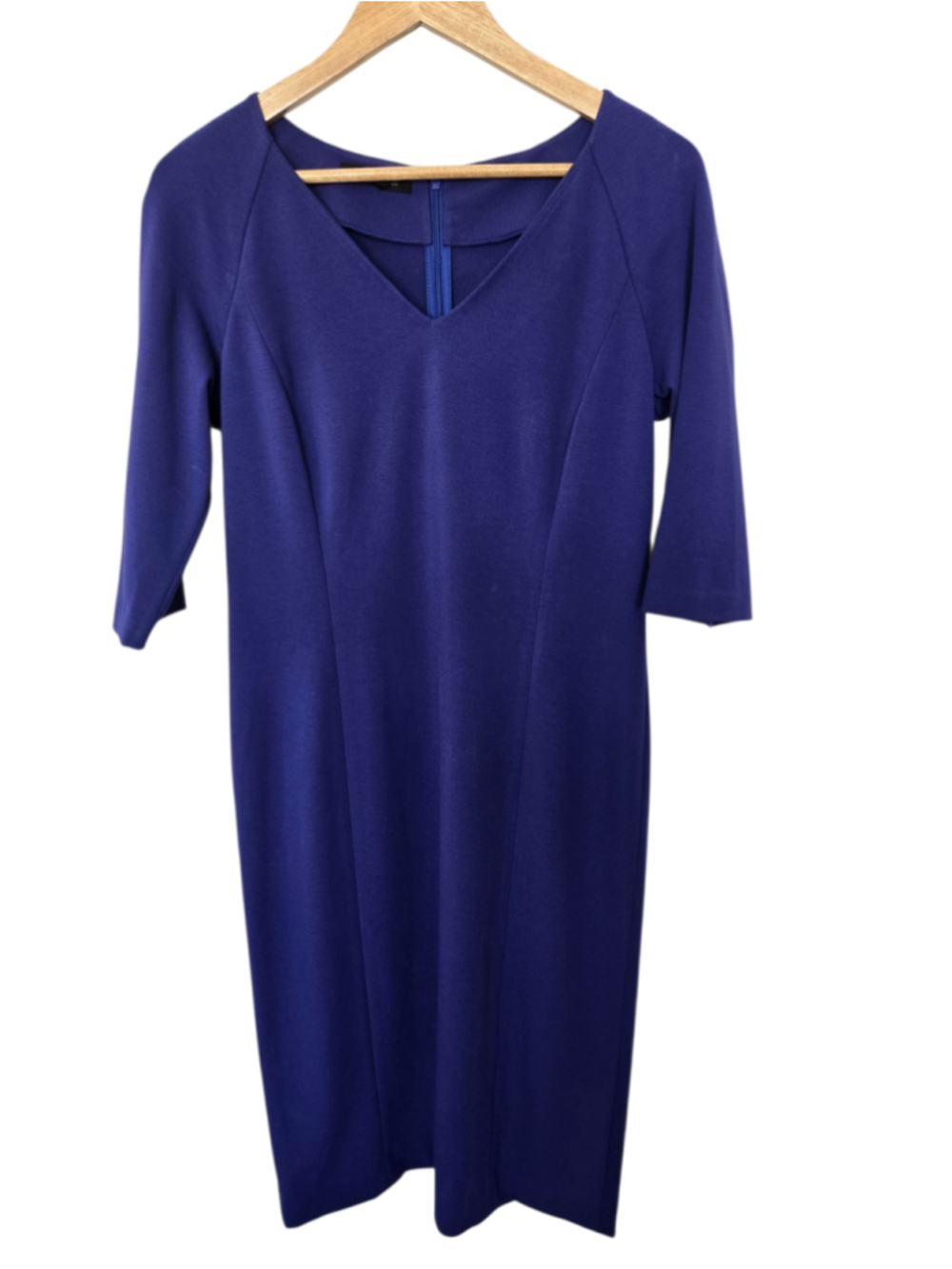 Lafayette 148 New York Cosmic Purple Blue V-Neck Sheath Dress Sz 8